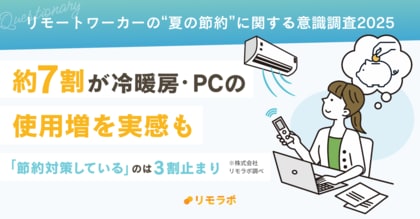 約7割が冷暖房・PCの使用増を実感も「節約対策している」のは3割止まり｜リモートワーカーの“夏の節約”に関する意識調査2025