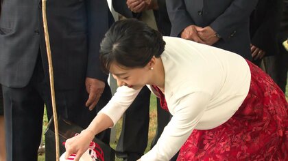 佳子さまが一人一人と握手 ブラジル訪問で日系人らと交流、和太鼓演奏