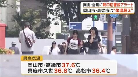 岡山市と高梁市で最高気温が”体温超え”の３７．６度　岡山・香川の多くの観測地点で今年一番の暑さ
