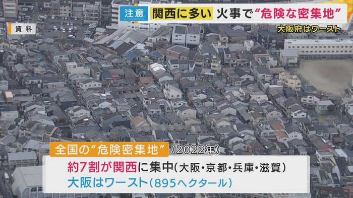 危険な密集地ワーストの大阪府