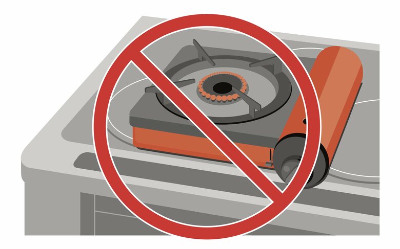 IH調理器の上に乗せて使い、事故が起きるケースが目立つという（提供：日本ガス石油機器工業会）