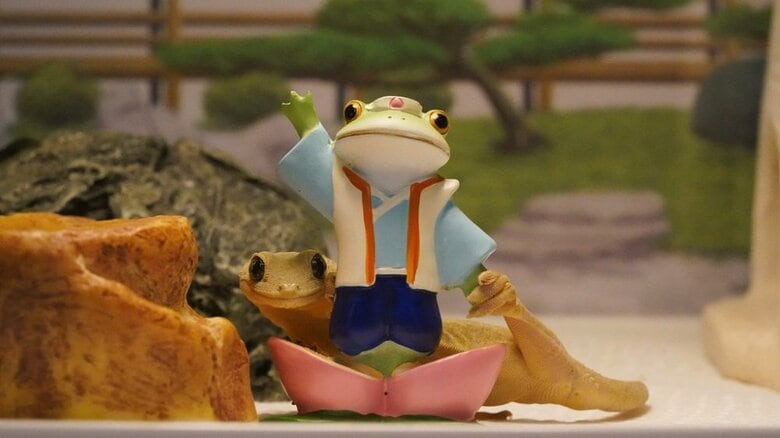 桃太郎とポーズするするめちゃん