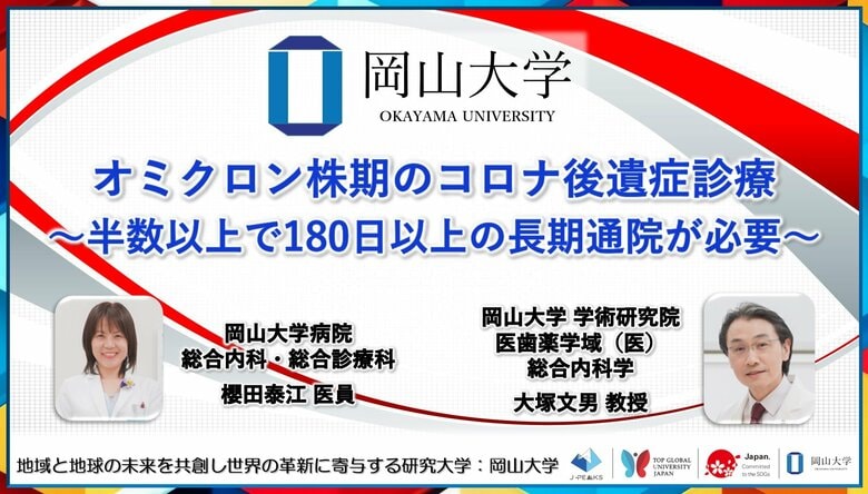 【岡山大学】オミクロン株期のコロナ後遺症診療~半数以上で180日以上の長期通院が必要~