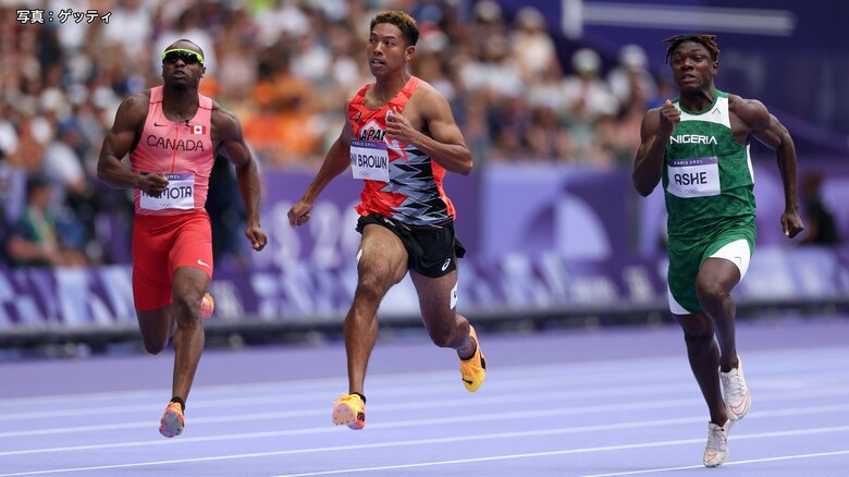 陸上男子100メートル予選　サニブラウン・ハキームの様子