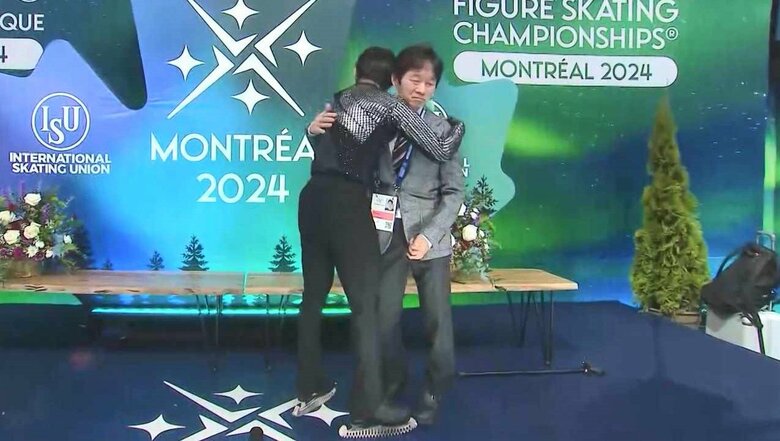 SP演技後 父と抱き合う