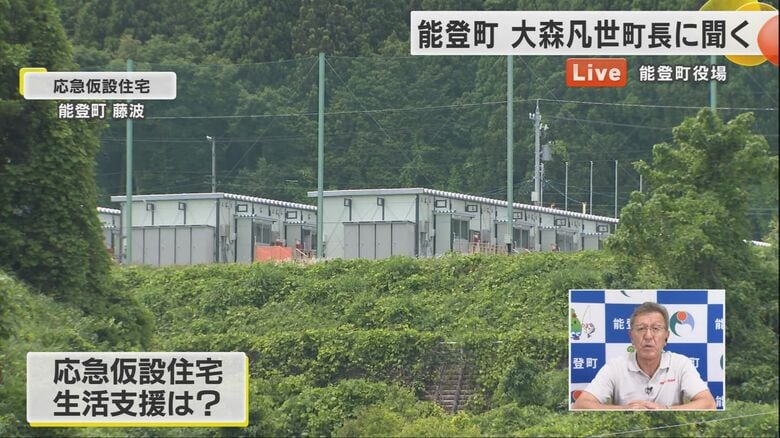 高台に建つ仮設住宅