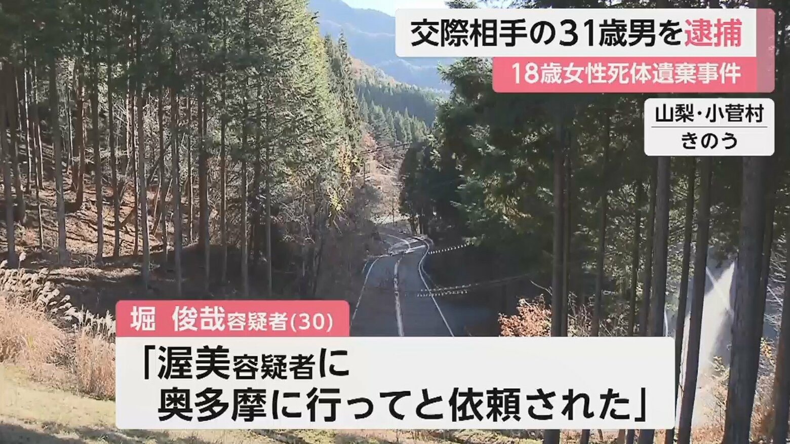 「遺体を山奥まで運び遺棄した」18歳女性の交際相手、31歳男を逮捕 死亡の経緯も追及へ｜fnnプライムオンライン