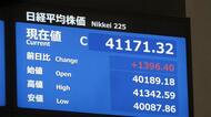 【速報】日経平均株価23日の終値は前日比1396円高の4万1171円32銭　関税交渉合意受け一時上げ幅1500円超