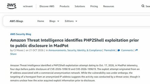 「PHP」重大欠陥　公表4日前にサイバー攻撃を検知　米アマゾンが発表
