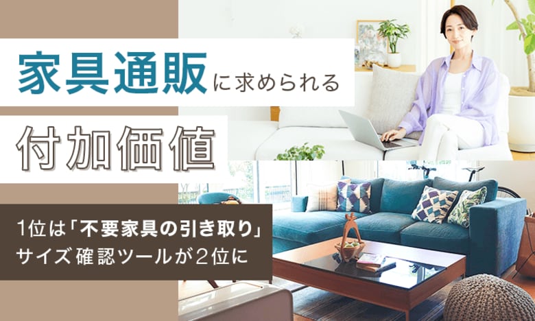 家具通販に求められる付加価値、1位は「不要家具の引き取り」。サイズ確認ツールが2位に