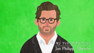 ヤン・フィリップ・アルブレヒト(Jan Phillipp Albrecht)若干36歳の議員がEU加盟28カ国の議員を説得して回った。GDPR成立の立役者。(武邑塾2019より / イラスト:FNN PRIME)