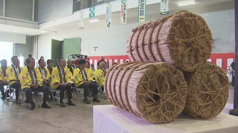 福井市の北部低温倉庫で行われたハナエチゼンの初出荷式