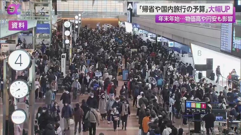 大勢の人で溢れかえる空港ロビー