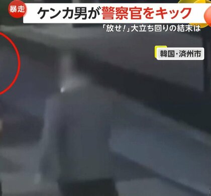 “かかってこいよ”ケンカ男が路上で大立ち回り　「放せ！」駆けつけた警察官にキックも…あっという間に現行犯逮捕　韓国
