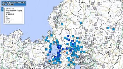 【地震情報】未明に福井県内で震度2を観測　滋賀県北部を震源とした最大震度3の地震　マグニチュード4.4と推定