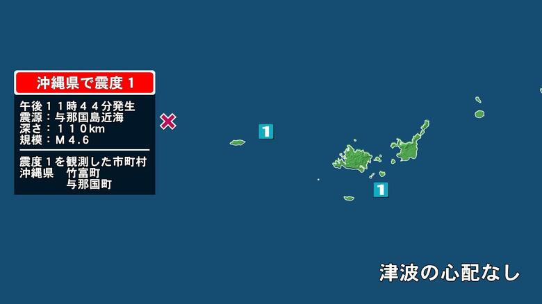 沖縄県で最大震度1の地震　沖縄県・与那国町、竹富町｜FNNプライムオンライン