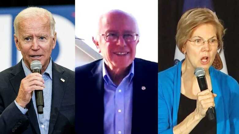 ジョー・バイデン氏（左）バーニー・サンダース（中）エリザベス・ウォーレン（右）