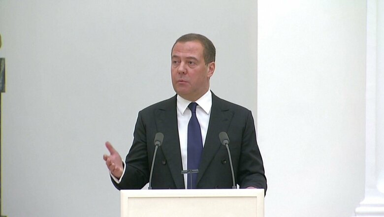 メドベージェフ前ロシア大統領(資料2022年2月)