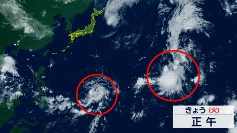 北上する台風25号の南に“台風のたまご”が2つ　発生すれば今年は平年の25.1個超え　今週末の関東は秋雨前線停滞に警戒