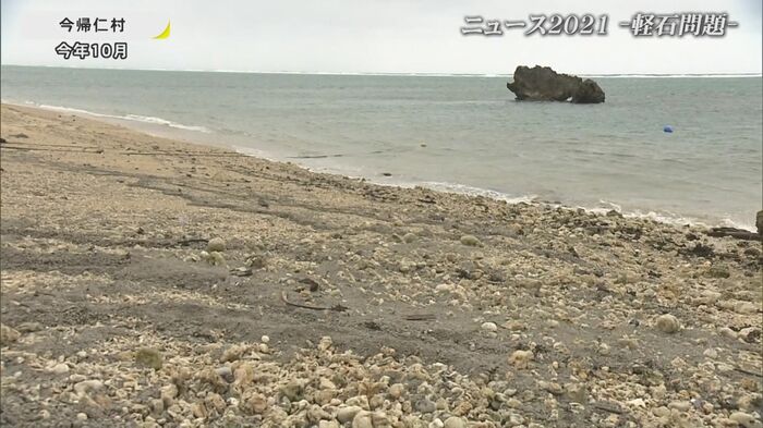 海流に乗って今帰仁村の海岸にも漂着(2021年10月)
