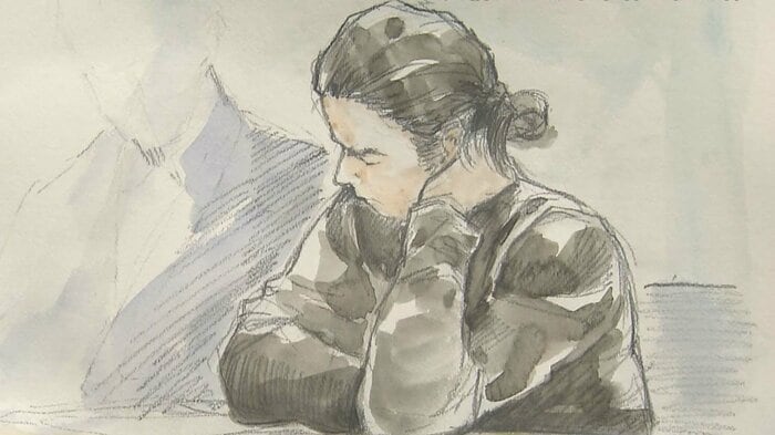 山上被告の法廷内イラスト(28日)