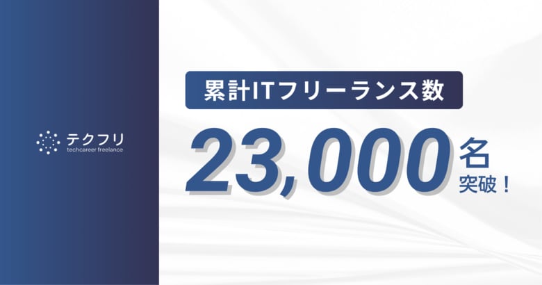 ITフリーランスの案件サイト「テクフリ」の登録フリーランス数が23,000名を突破！