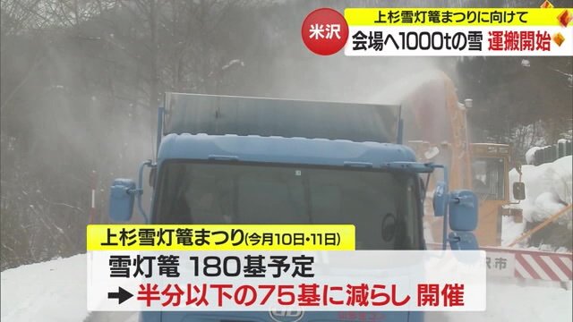 「西吾妻スカイバレー」から雪をトラックで運搬する様子