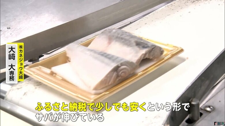 ふるさと納税の寄付額が前の年に比べ4倍に伸びたという冷凍のサバ