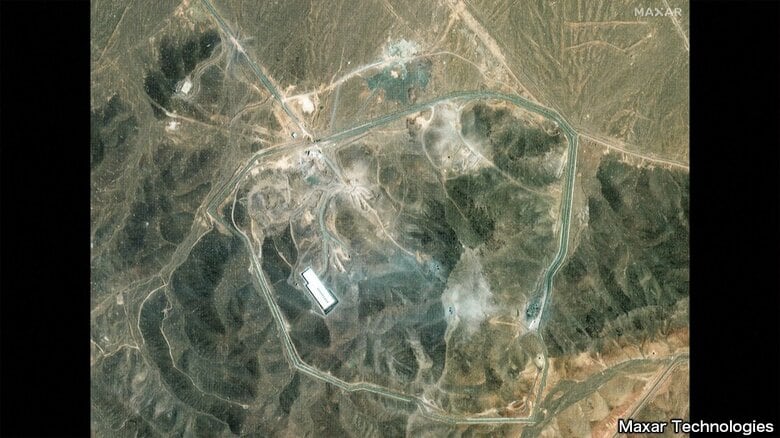 イラン・フォルドゥの核施設の衛星写真（6月27日撮影・Maxar Technologies）