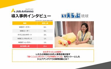 【導入事例】WEBコンサルティング・ホームページ制作・WEB集客事業を展開する株式会社いえらぶ琉球の「ジョブアンテナ」導入事例を公開