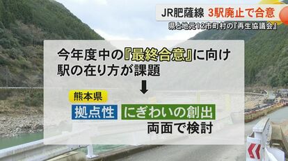 熊本県と地元12市町村がJR肥薩線の瀬戸石・海路・那良口の3駅廃止で