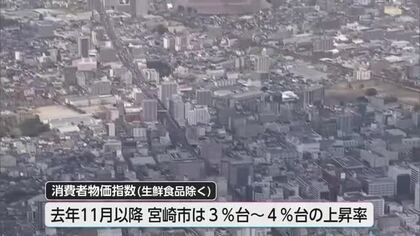 宮崎市の消費者物価指数上昇続く コメなどの穀類前年同月比26.7％上昇