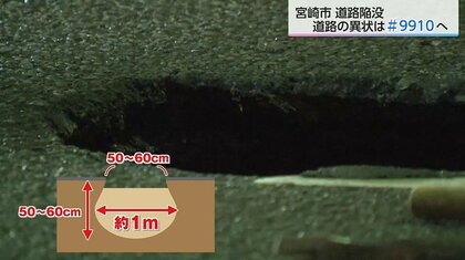「子供が通っている時じゃなくて良かった」宮崎市道路陥没・横断歩道の横に穴　道路の異常は＃9910へ