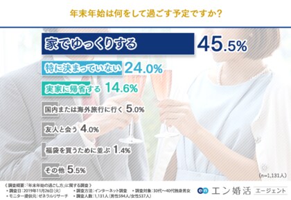 30代～40代独身男女1,131人に年末年始の過ごし方を聞き