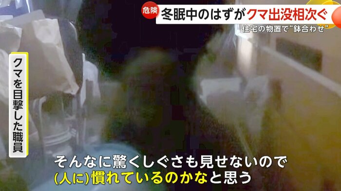 クマを目撃した職員「（人に）慣れているのかな」（You Tube 南三陸なうチャンネル「南三陸町公式」）
