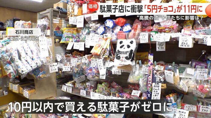 駄菓子店「石川商店」では税込み10円以内で買える駄菓子がなくなった