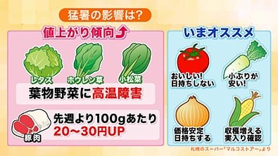 野菜や肉の価格 猛暑の影響は?