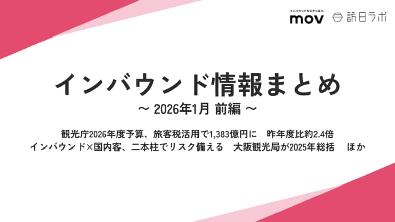 観光庁2026年度予算、昨年度比約2.4倍　ほか：観光・インバウンドの最新動向がわかる！インバウンド情報まとめ「2026年1月前編」を訪日ラボが公開