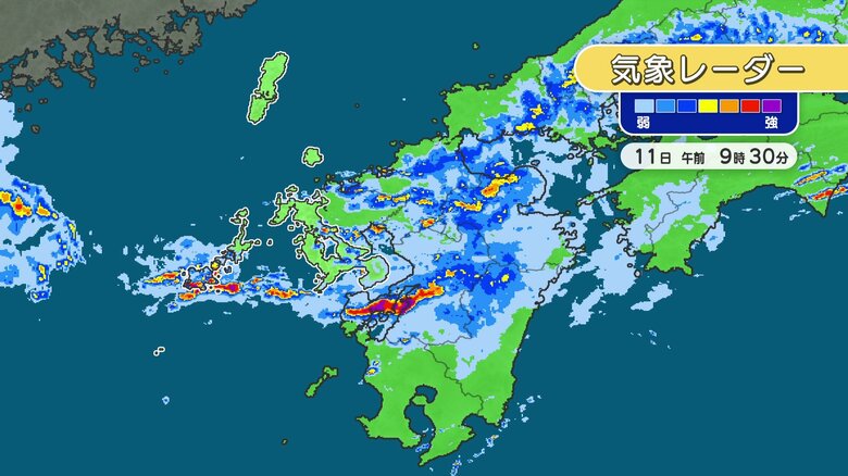 長崎南部で3回にわたり線状降水帯が発生　長崎と島原で時間雨量110ミリの記録的短時間大雨　11日昼前にかけて大雨災害発生の危険度が急激に高まる｜FNNプライムオンライン