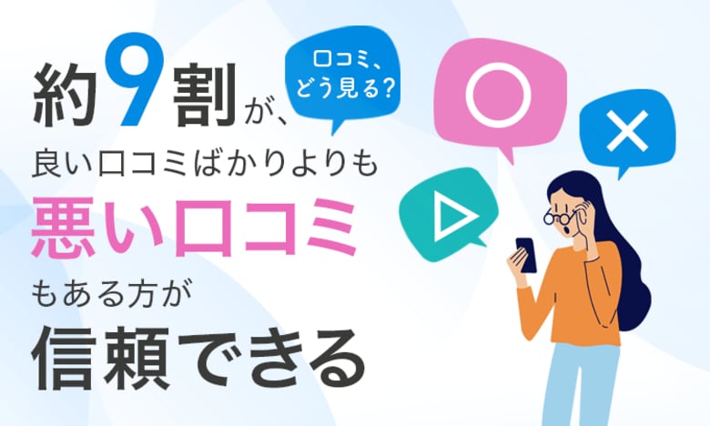 【口コミ、どう見る?】約9割が、良い口コミばかりよりも「悪い口コミもある方が信頼できる」