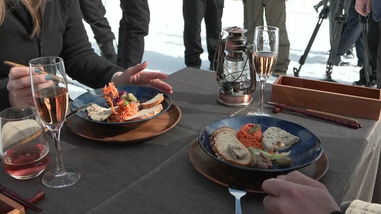ドローンで「本格フランス料理フルコース」お届けします！ 大自然の中で”高級料理”を楽しむ事を目的とした観光コンテンツ 輸送実験の舞台は北海道の有珠山｜FNNプライムオンライン