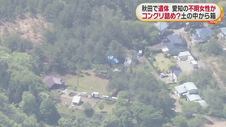 遺体発見現場の上空（9日　秋田市）　