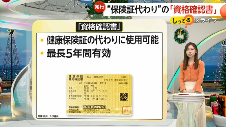「資格確認書」内容や大きさは健康保険証と似ている