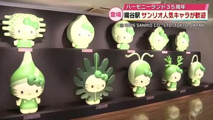 ワカメやヒジキ姿のハローキティも　ハーモニーランド近くの暘谷駅がリニューアル　大分