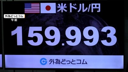 円安が加速　一時1ドル160円台に　約1カ月ぶりの水準…市場関係者に再度の介入の警戒感も