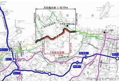 さぬき浜街道「五色台トンネル」周辺　１２月２３日から全線４車線通行可能に　高松～坂出主要道路【香川】