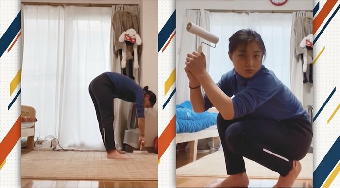 部屋の掃除をする様子を自撮りしてくれた坂本