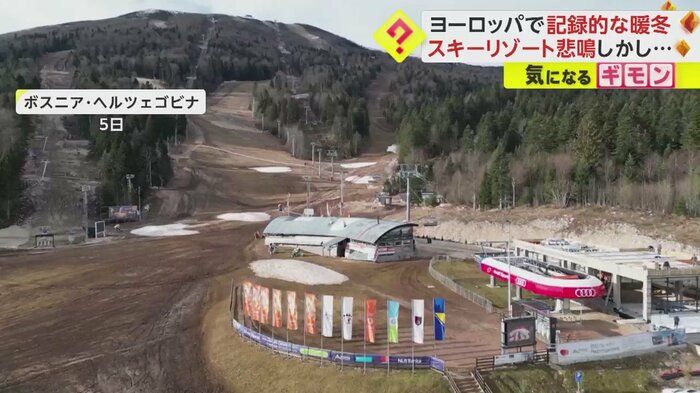5日に撮影されたスキー場の様子。例年と比べ違いは一目瞭然だ(ボスニア・ヘルツェゴビナ)