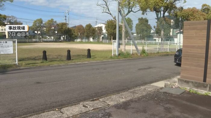 益田市で起きた小学生死亡事故現場（4月7日）