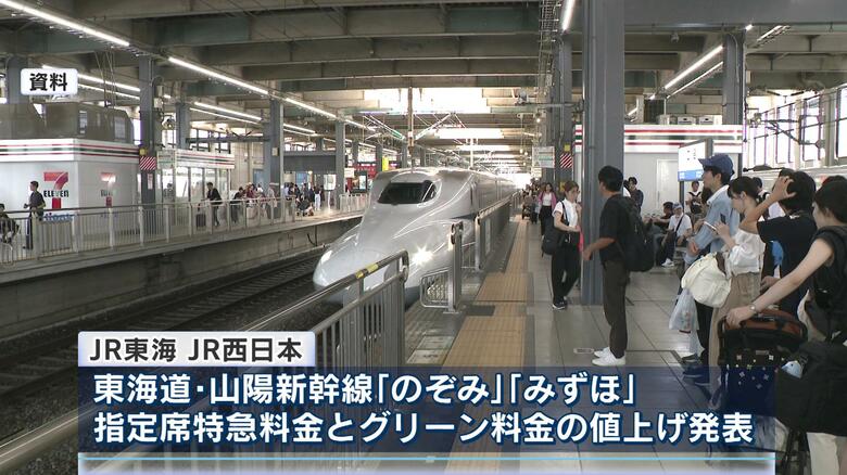 東海道・山陽新幹線の料金値上げ　「のぞみ」と「みずほ」の指定席の特急料金　来年７月１日の購入分から｜FNNプライムオンライン